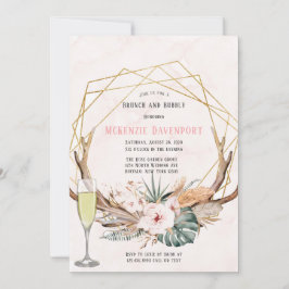 Boho Deer Antlers und Florals Brunch und Bubbly Einladung