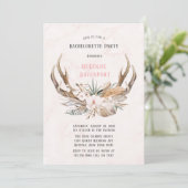 Boho Deer Antlers und Florals Junggeselinnen-Absch Einladung (Stehend Vorderseite)