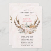 Boho Deer Antlers und Florals Junggeselinnen-Absch Einladung (Vorne/Hinten)