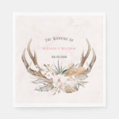 Boho Deer Antlers und Florals Wedding Serviette (Vorderseite)