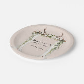 Boho Deer Antlers White Canopy Rustikale Hochzeit Pappteller (Schrägansicht)