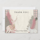 Boho Deer Bear Woodland Forest Kariert Danke Einladung (Vorderseite)