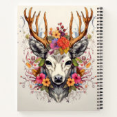 Boho Deer farbenfrohe Blume Notizblock (Rückseite)