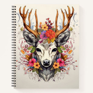 Boho Deer farbenfrohe Blume Notizblock
