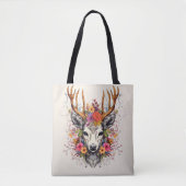 Boho Deer farbenfrohe Blume Tasche (Vorderseite)