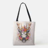 Boho Deer farbenfrohe Blume Tasche (Rückseite)