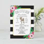 Boho Deer Floral Striped Baby Dusche Einladung (Stehend Vorderseite)