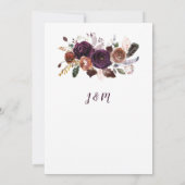 Boho Deer Skull Dark Lila Floral Bouquet Wedding Einladung (Rückseite)