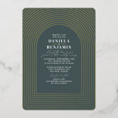 Boho Delicate Dark Green Wedding Arch Folieneinladung (Vorderseite)