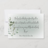 Boho Delicate Greenerity Modern Wedding Vielen Dan Dankeskarte (Rückseite)