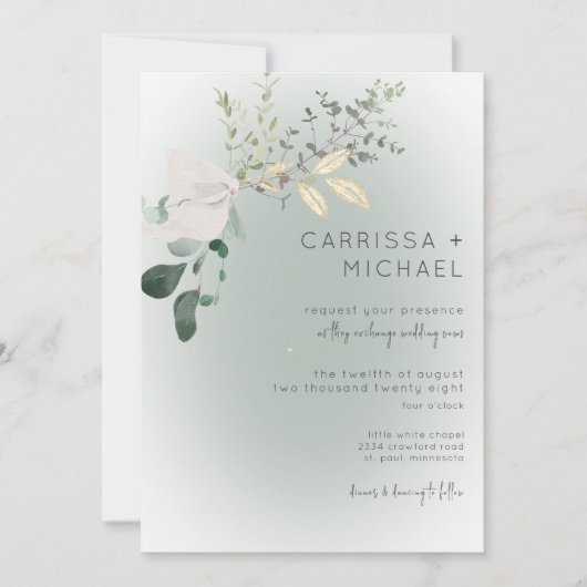 Boho Delicate Greenerity Moderne Hochzeit Einladung (Vorderseite)