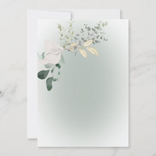 Boho Delicate Greenerity Moderne Hochzeit Einladung (Rückseite)
