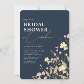 Boho Delicate Wildblumen Navy Brautparty Einladung (Vorderseite)