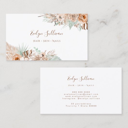 Boho delikate Blume Visitenkarte (Vorne/Hinten)