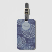 Boho Denim Moody Blues Mandalases Gepäckanhänger (Vorderseite Vertikal)