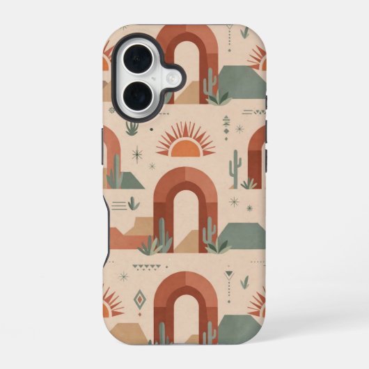 Boho Desert Arches Sunset Minimal Case iPhone 16 Hülle (Rückseite)