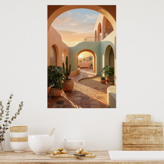 boho-desert-archway-sunset-geometric-courtyard-wal poster (Küche)