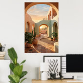 boho-desert-archway-sunset-geometric-courtyard-wal poster (Heimbüro)