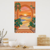 Boho Desert Archway Sunset with Dunes, Hanging Pla Poster (Küche)