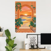 Boho Desert Archway Sunset with Dunes, Hanging Pla Poster (Heimbüro)