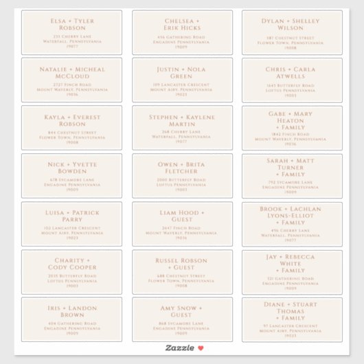 Boho Desert | Beige Wedding Guest Address Labels (Blatt)