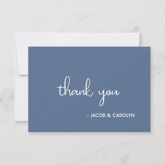 Boho Desert Blue Minimal Wedding Dankeschön Karte (Vorderseite)
