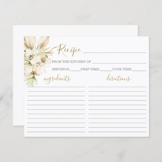 Boho Desert Brautparty Rezept Card (Vorne/Hinten)