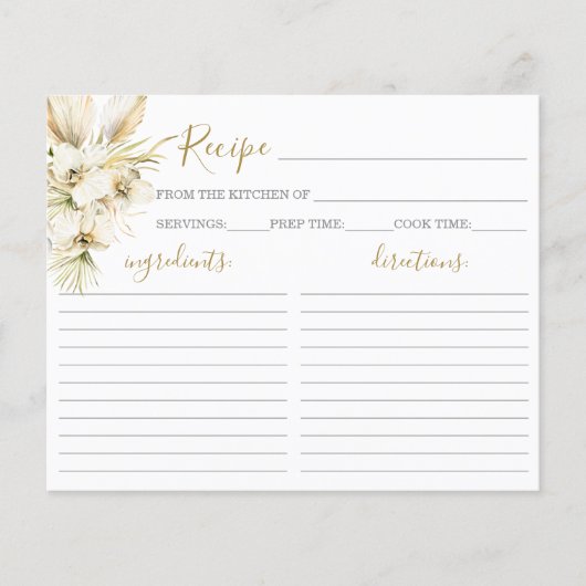 Boho Desert Brautparty Rezept Card (Vorderseite)