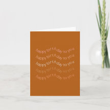 Boho Desert Burnt Orange Wavy Text Happy Birthday