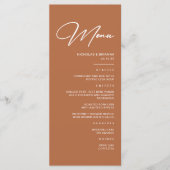 Boho Desert Burnt Orange Wedding Menükarte (Vorderseite)