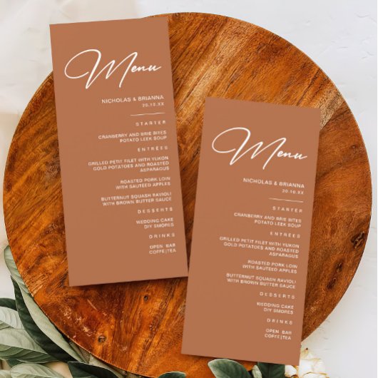 Boho Desert Burnt Orange Wedding Menükarte