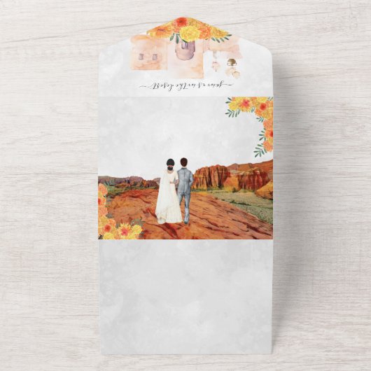 Boho Desert Cactus | Alles in einer Hochzeitsfeier All In One Einladung (Außenbereich)