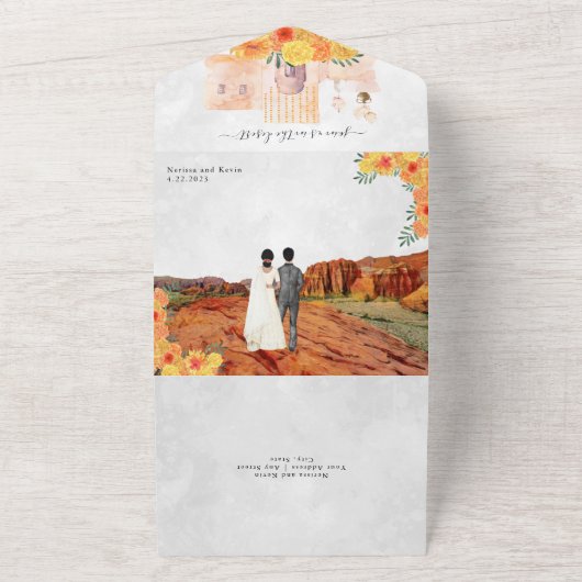 Boho Desert Cactus | Alles in einer Hochzeitsfeier All In One Einladung (Außenbereich)