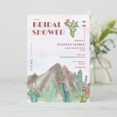 Boho Desert Cactus Arizona Brautparty Einladung (Stehend Vorderseite)