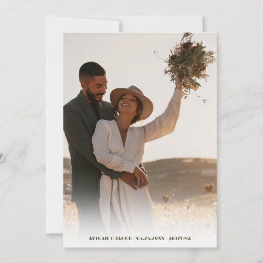 Boho Desert Cactus Arizona Hochzeit in Urlaubsort Dankeskarte (Rückseite)