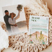 Boho Desert Cactus Arizona Hochzeit in Urlaubsort Dankeskarte