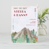 Boho Desert Cactus Arizona Hochzeit in Urlaubsort Einladung (Stehend Vorderseite)