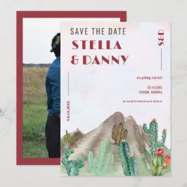 Boho Desert Cactus Arizona Hochzeit in Urlaubsort Einladung