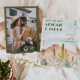 Boho Desert Cactus Arizona Hochzeit in Urlaubsort Save The Date