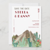 Boho Desert Cactus Arizona Hochzeit in Urlaubsort Save The Date (Vorderseite)