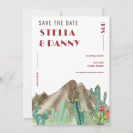 Boho Desert Cactus Arizona Hochzeit in Urlaubsort Save The Date