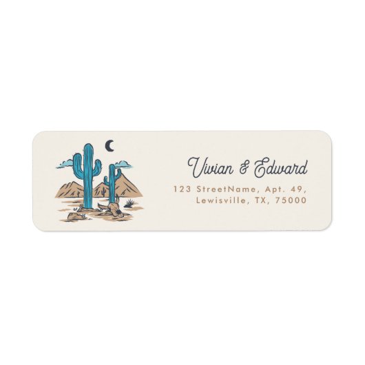 Boho Desert Cactus Arizona Wedding Return Address (Vorne)