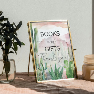 Boho Desert Cactus Baby Shower Books & Gifts Unter Poster