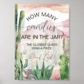 Boho Desert Cactus Baby Shower Candy Guess Game Poster (Vorne)