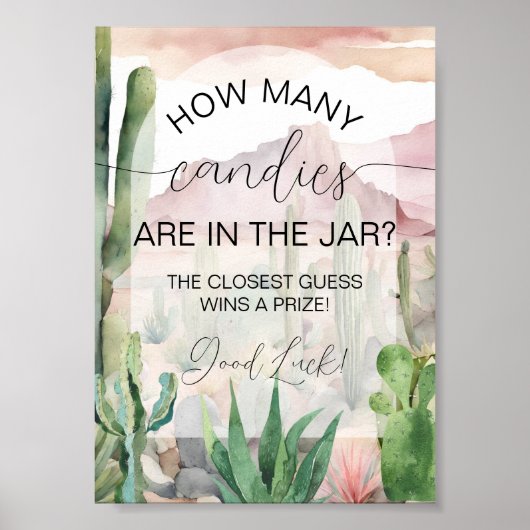 Boho Desert Cactus Baby Shower Candy Guess Game Poster (Vorne)