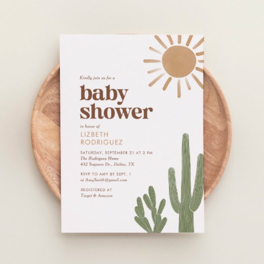 Boho Desert Cactus Baby Shower Einladung