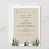 Boho Desert Cactus Bachelorette Itinerary Einladung (Rückseite)