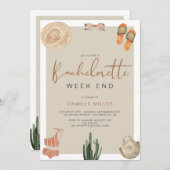 Boho Desert Cactus Bachelorette Itinerary Einladung (Vorne/Hinten)