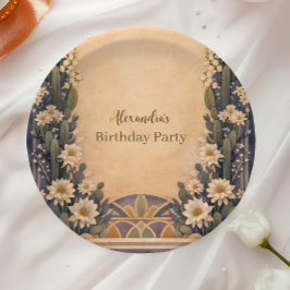 Boho Desert Cactus Birthday Pappteller