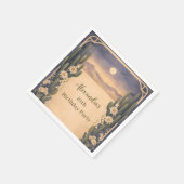 Boho Desert Cactus Birthday Serviette (Ecke)
